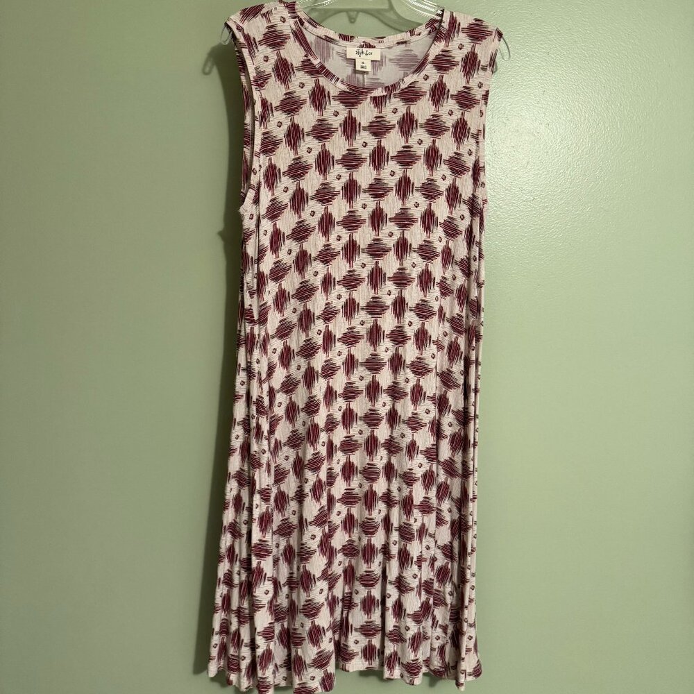 Style & Co Sleeveless Red and White Dress, XL